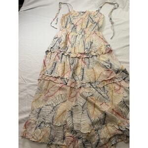 Sim and Sam dress Yellow Blue Red Multi Leaf Spring